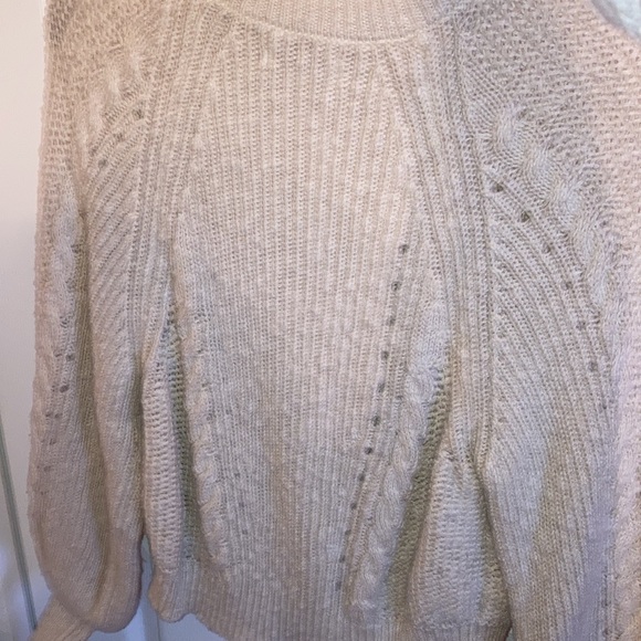 American eagle xs open knit sweater cream color with puffy sleeves - Picture 4 of 6